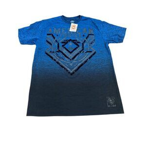 American Fighter Training Div Blue Black Ombre Grunge Fallbrook T shirt Small